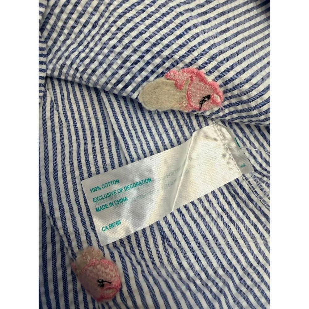 LIL CACTUS | 6T Blue Seersucker Whale Embroidered Ruffle Skirt | $48 | EUC